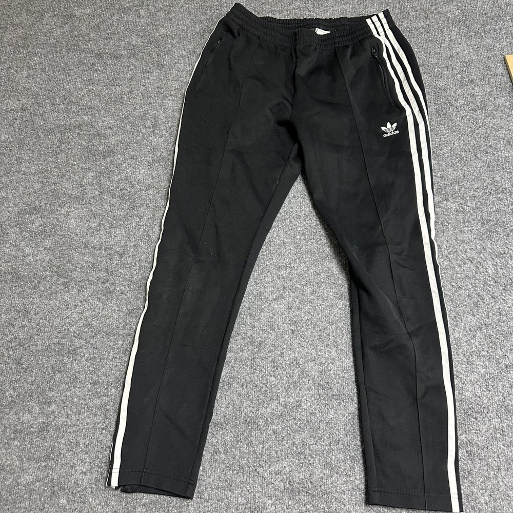 Adidas Track Pants Womens Size M Black 3-Stripe Slim Fit Ankle Zip Jogger